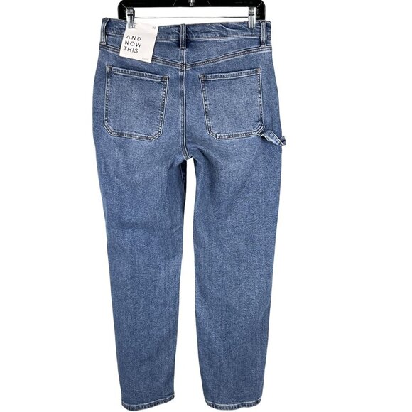 NWT And Now This Womens US 10 Utility Denim Jeans High Rise Straight Leg Skater - Picture 2 of 13
